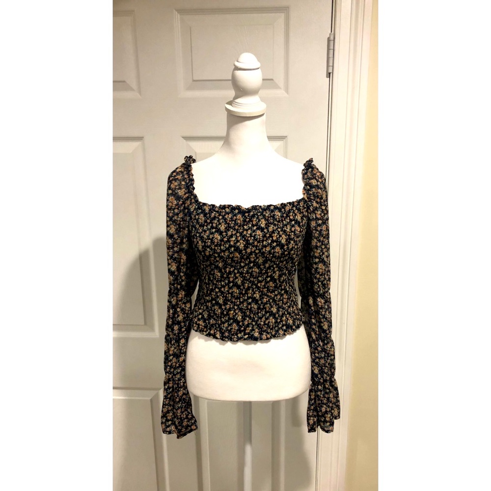 Boho long sleeve crop top